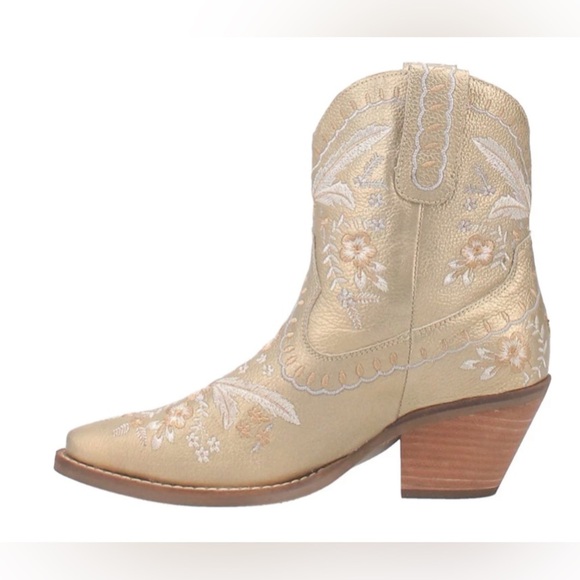 Dingo Women's gold embroidered Primrose Stacked Heel Cowboy‎ Boots size 10 new - Picture 8 of 8